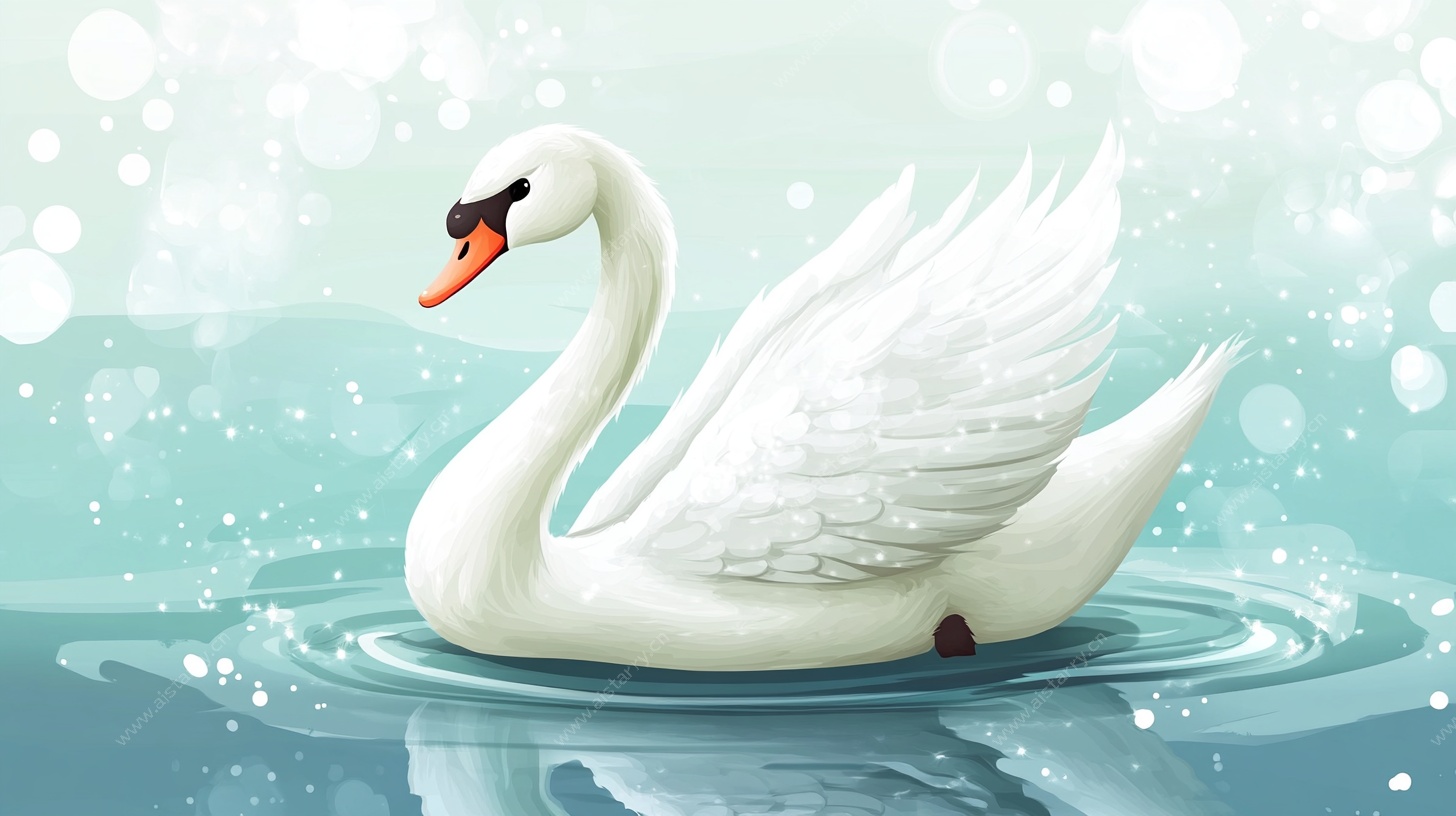 优雅天鹅水中游