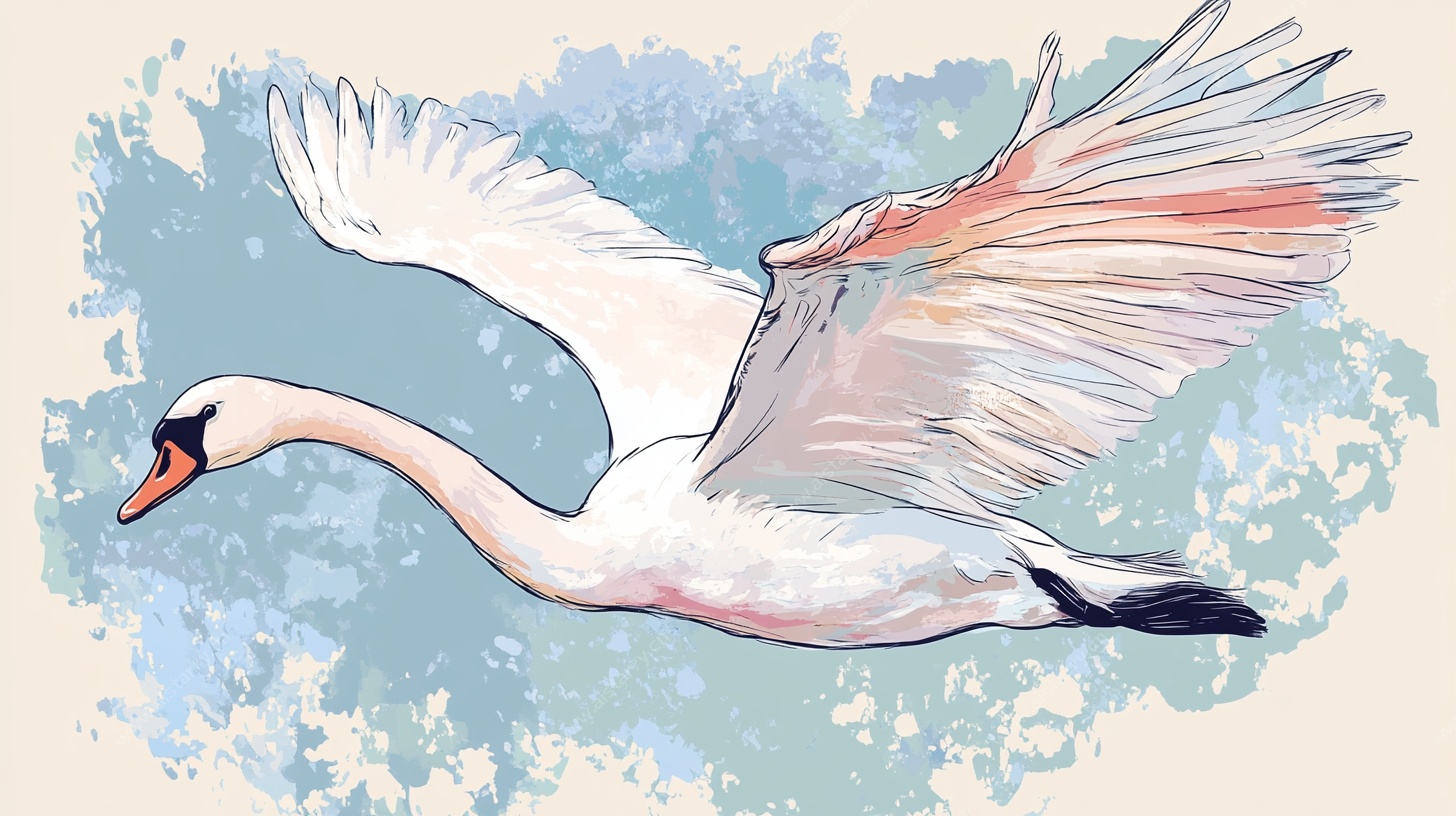 飞翔的优雅天鹅