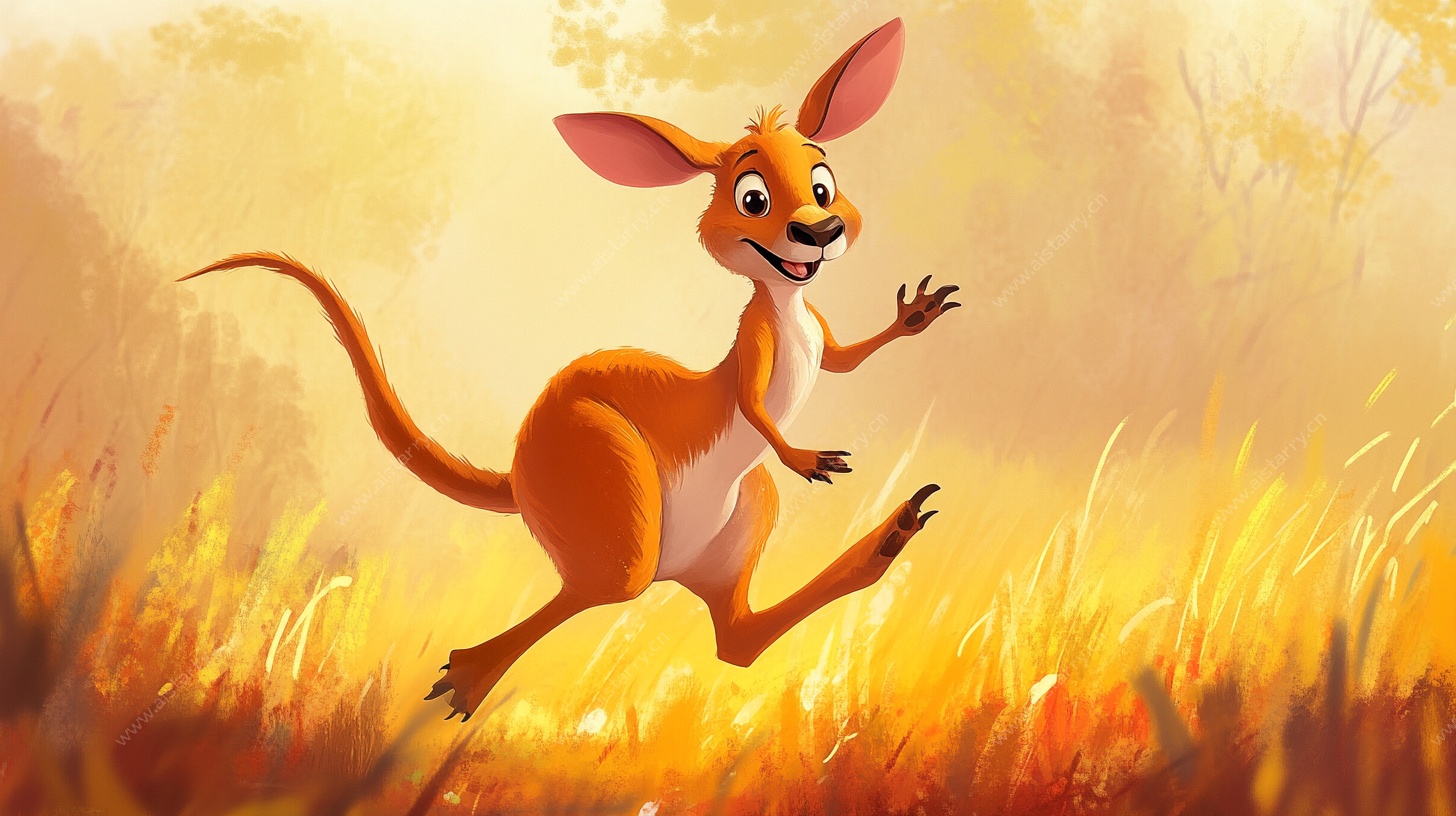 跳跃的卡通袋鼠