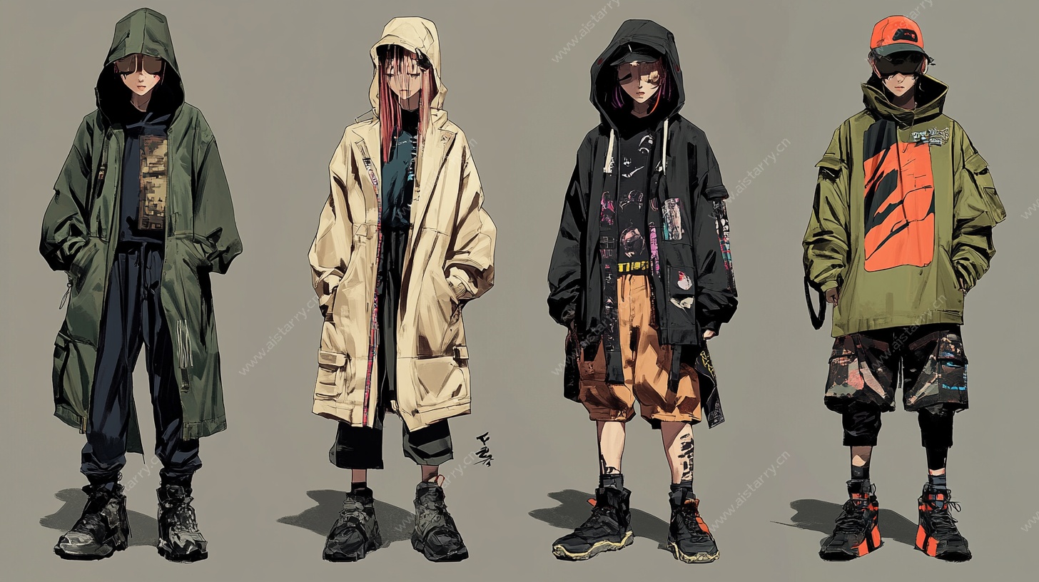 潮流街头风穿搭人物展示