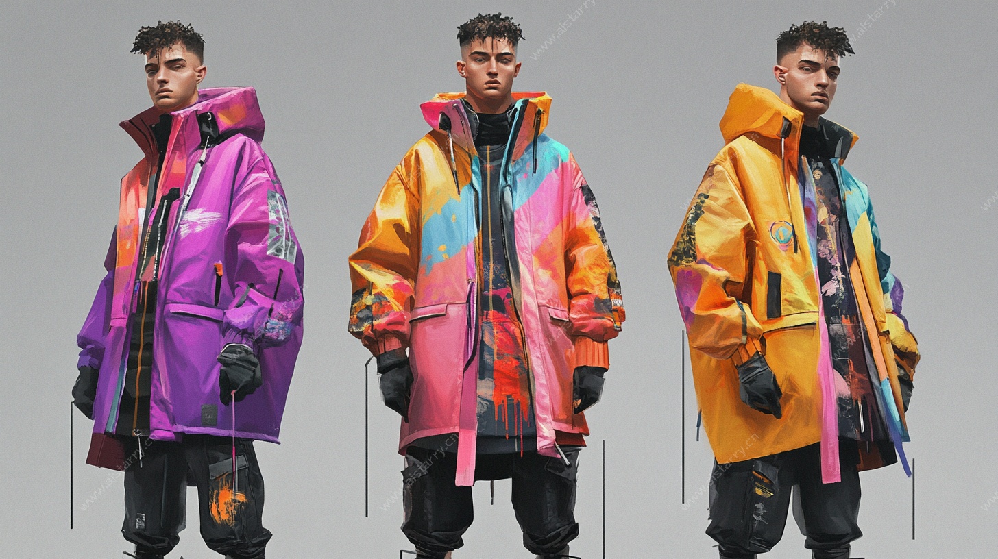 多彩潮流男士户外风衣展示