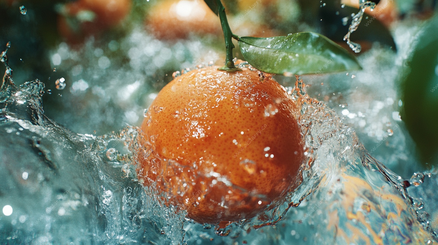 橙子入水瞬间特写