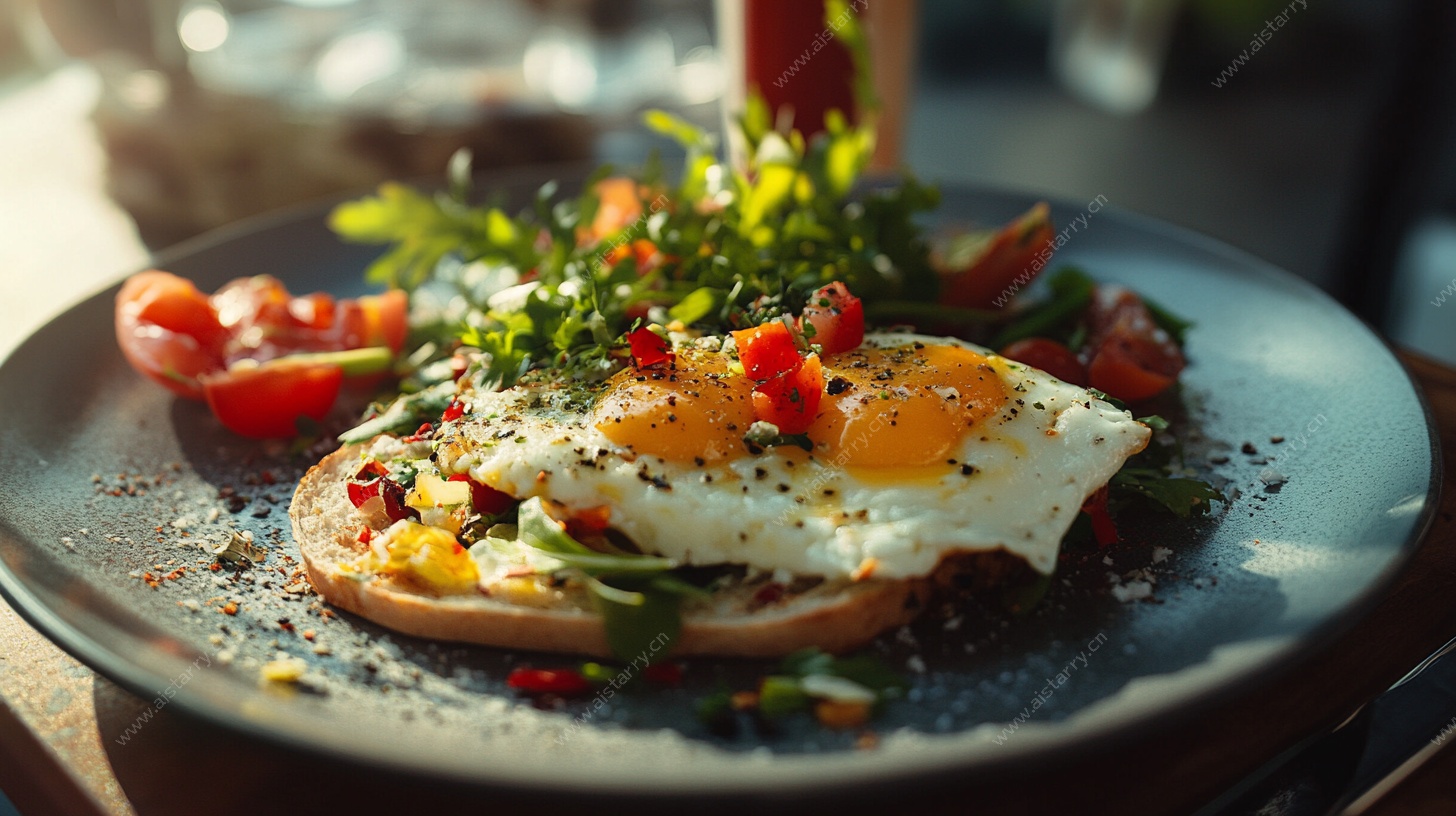 美味煎蛋早餐摆盘