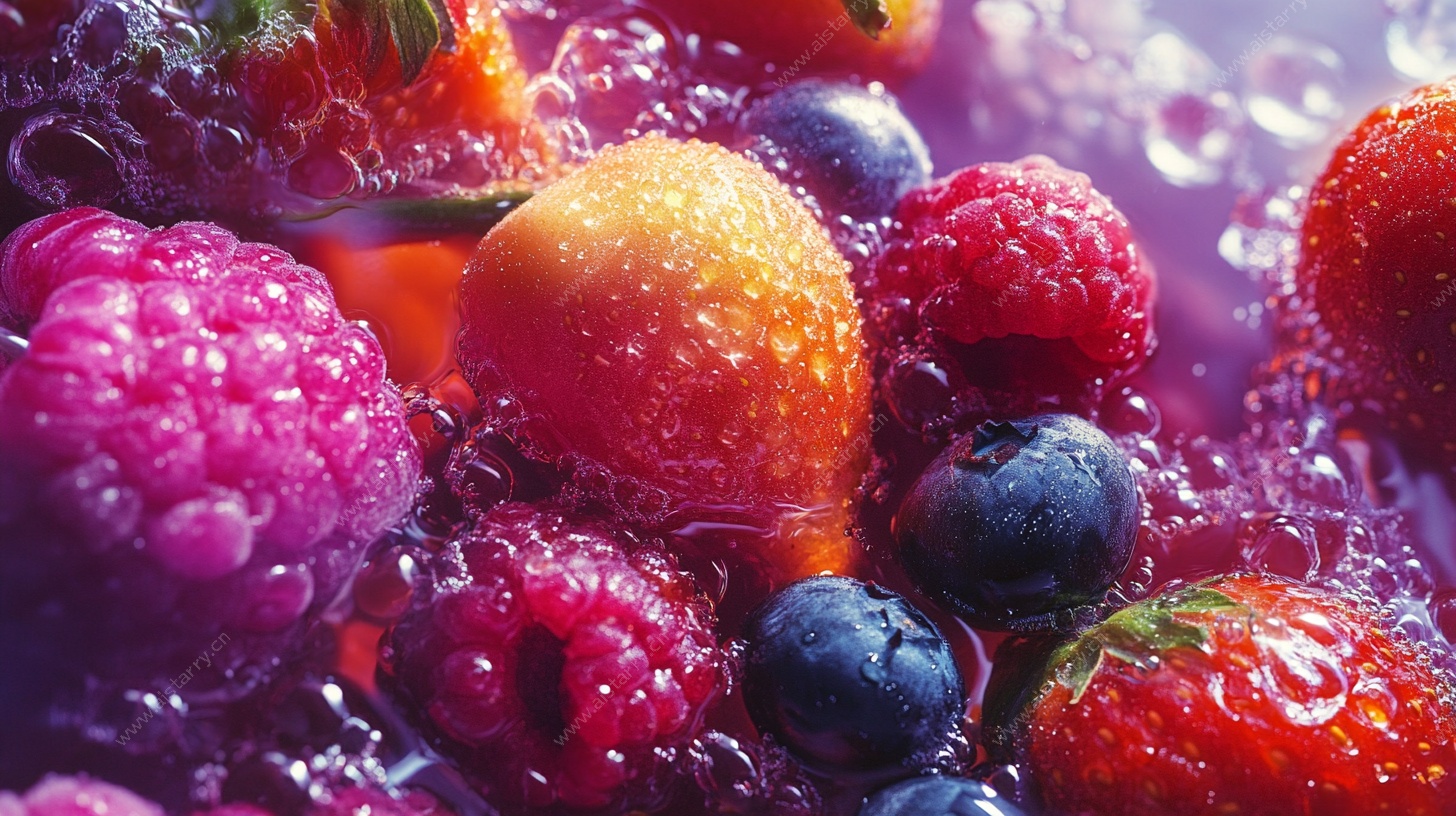 缤纷浆果在气泡中绽放