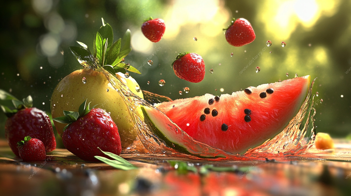 水果飞溅的清新瞬间