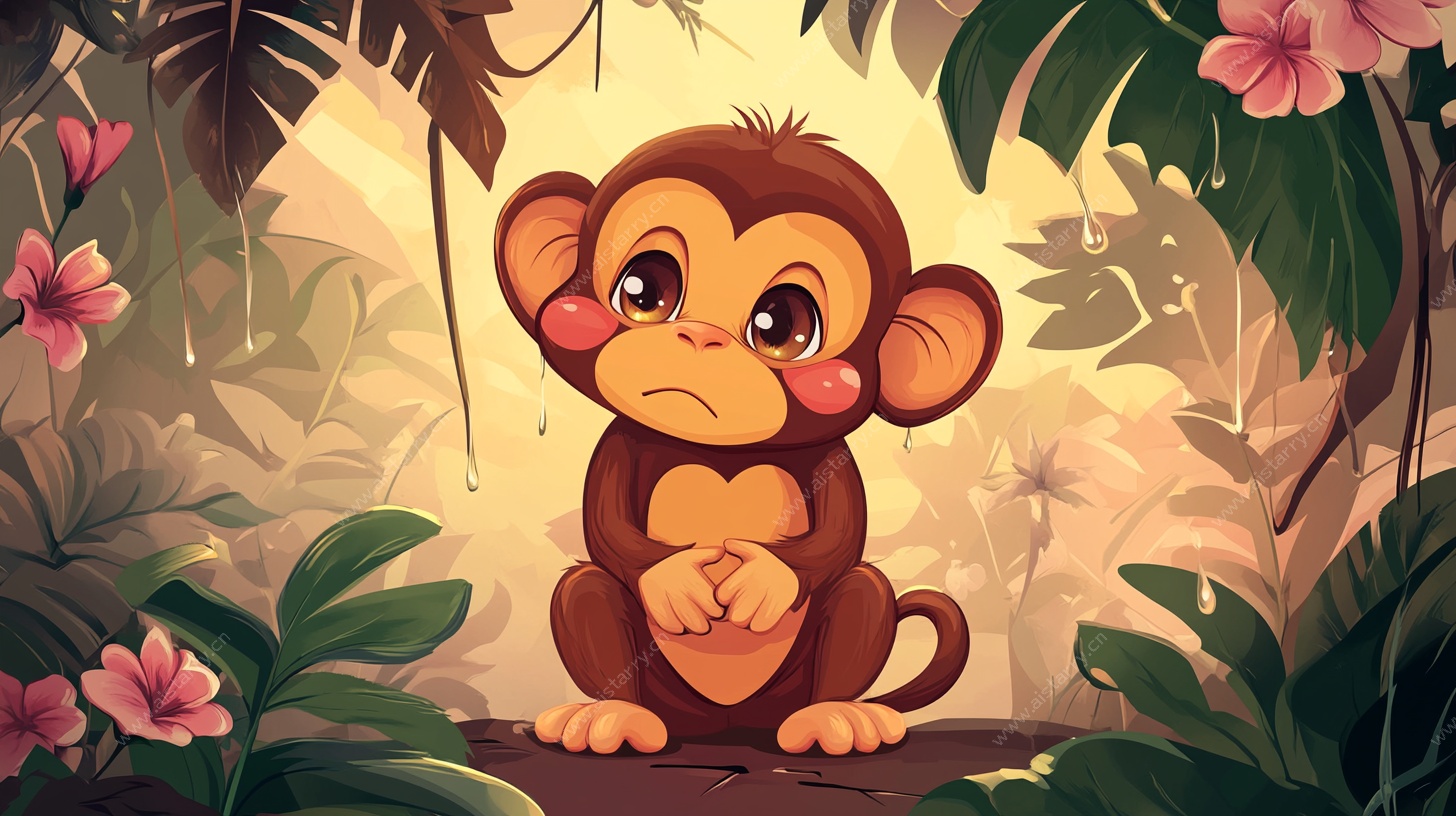 可爱小猴身处梦幻丛林