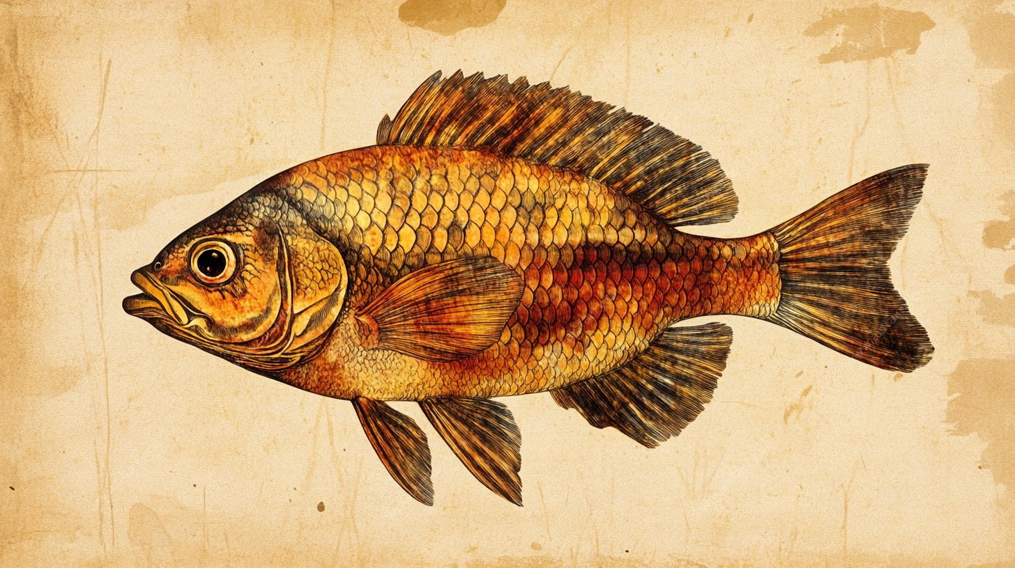 复古风手绘观赏鱼插画