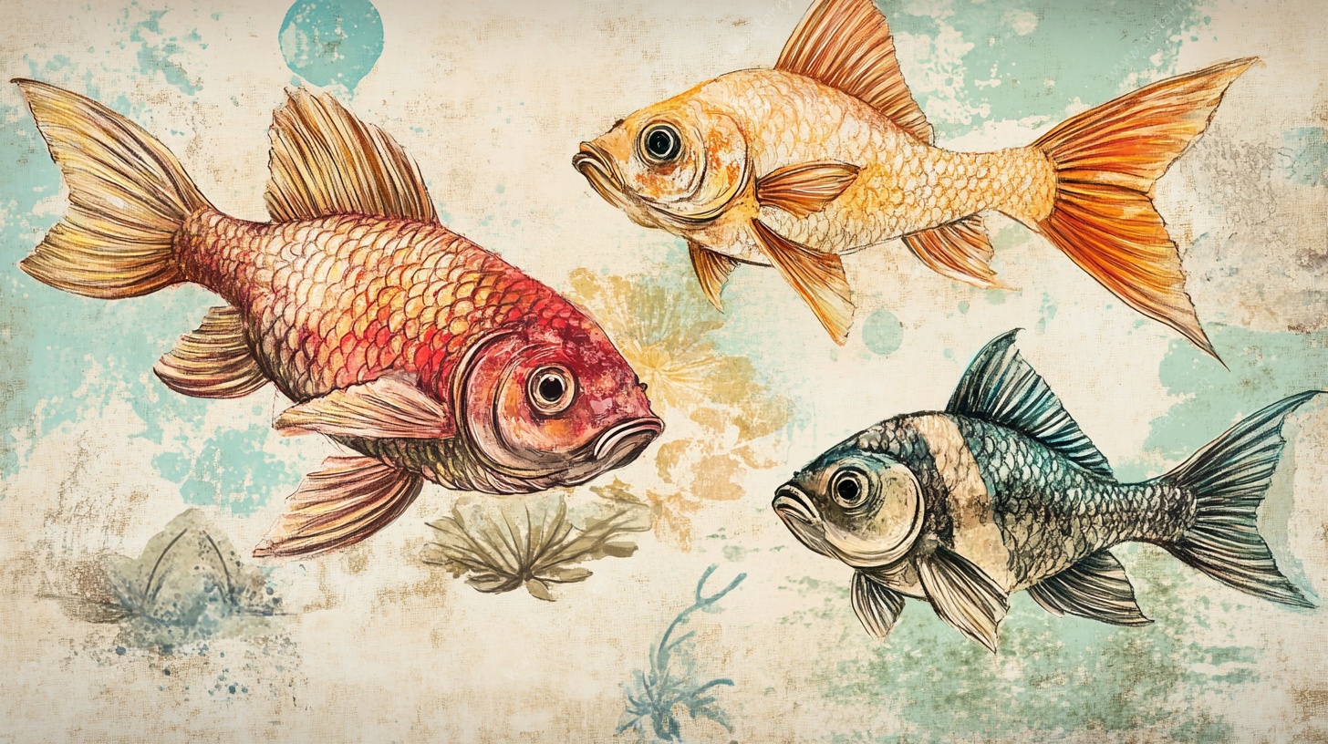 复古风金鱼插画