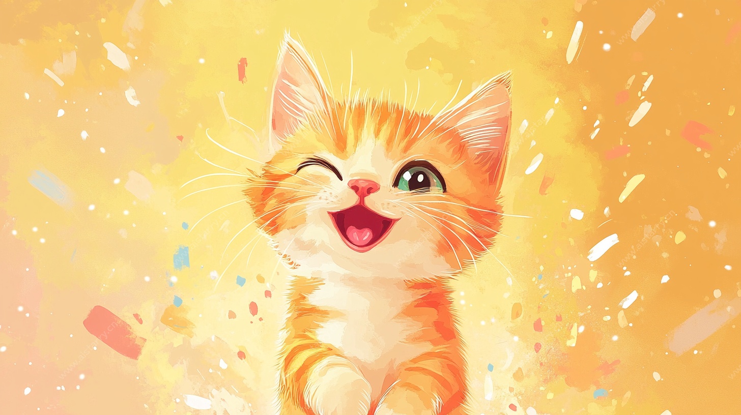 可爱橘猫欢乐插画