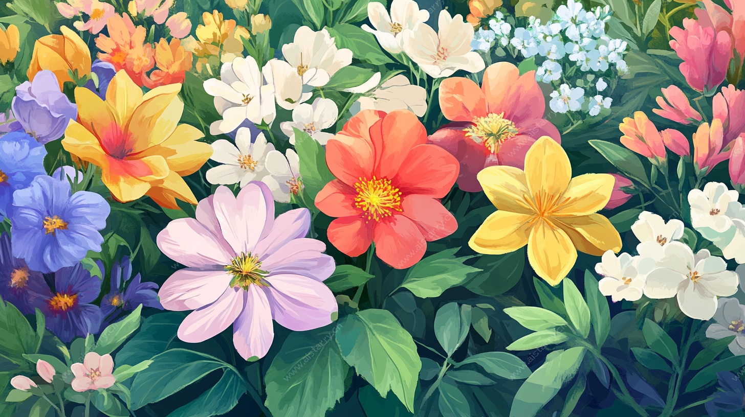 缤纷花卉插画