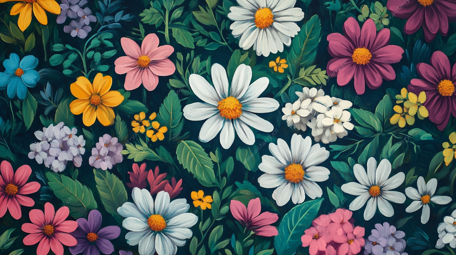 多彩花卉图案 清新唯美风