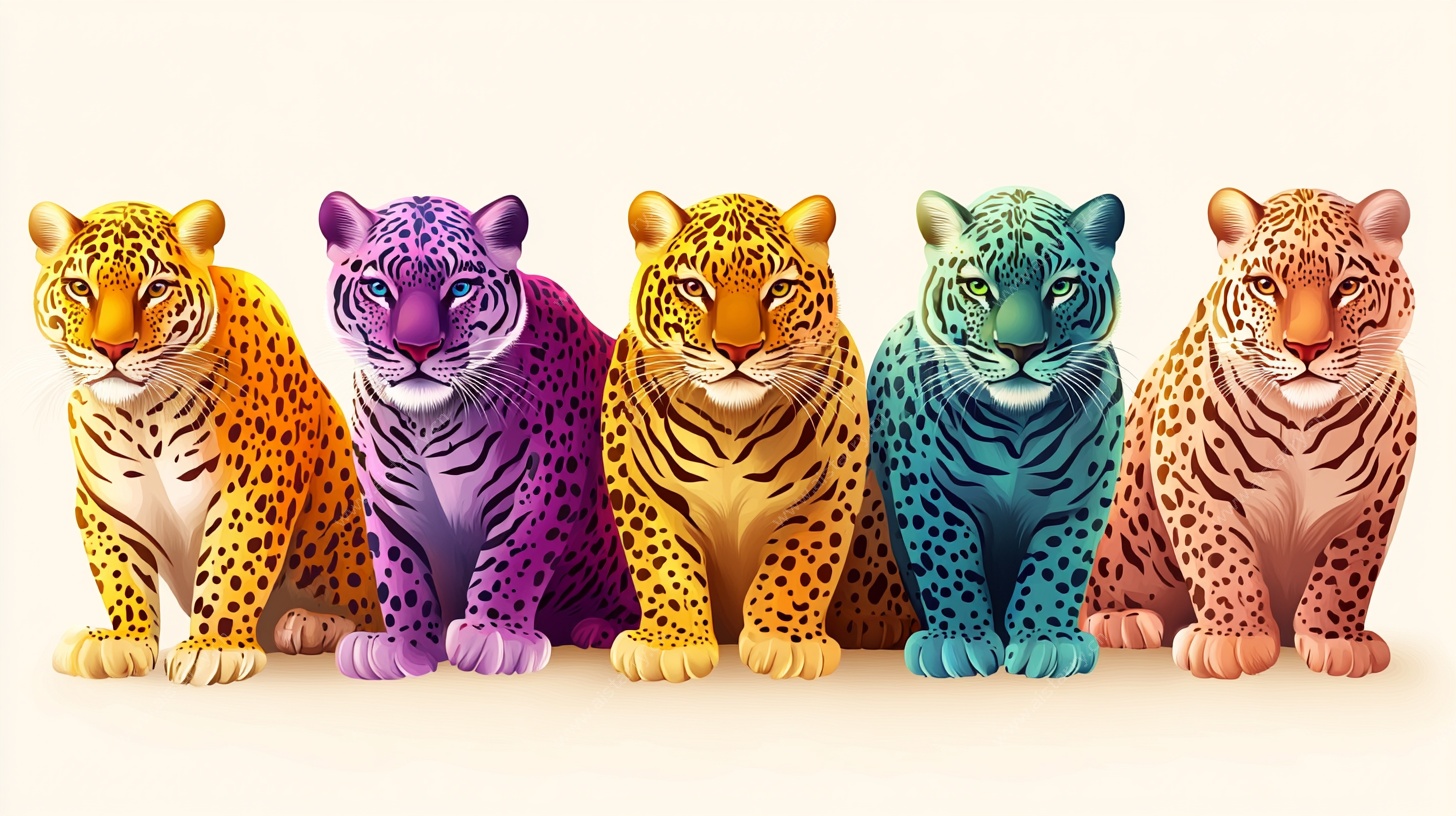 五彩斑斓的豹子队列