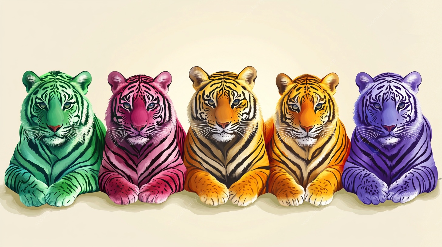 五彩斑斓躺卧虎