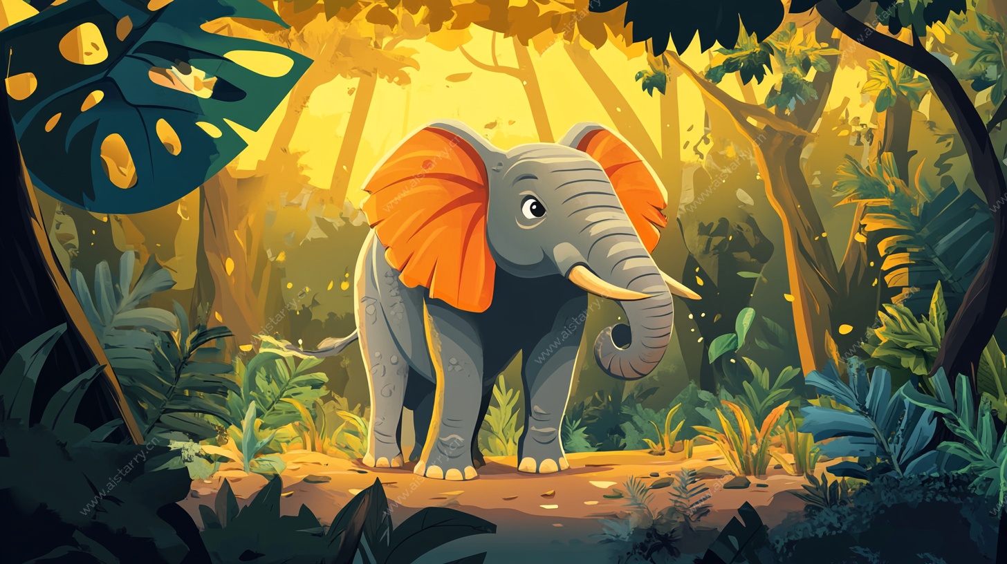 丛林中的可爱大象