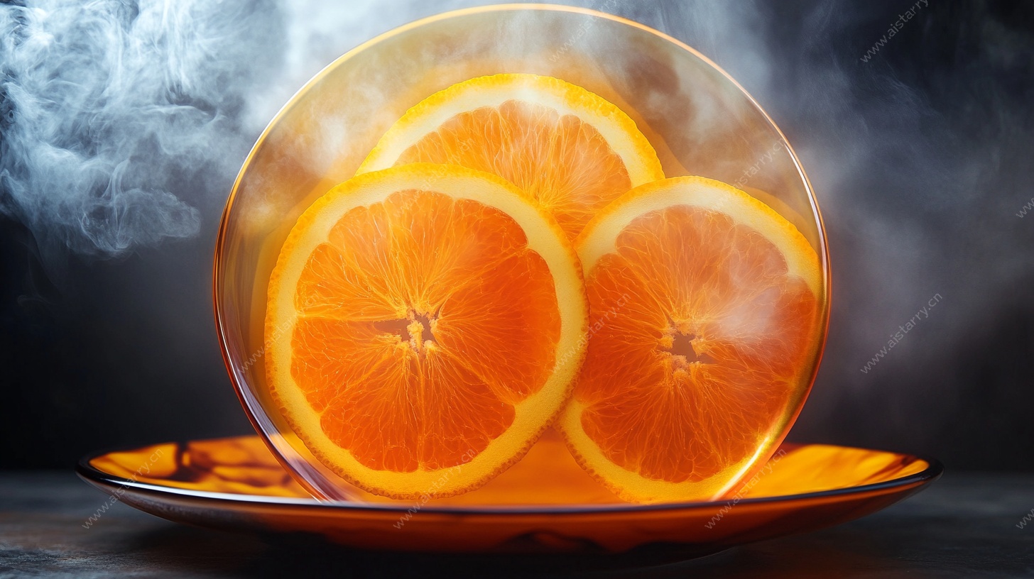 玻璃碗中的香橙切片