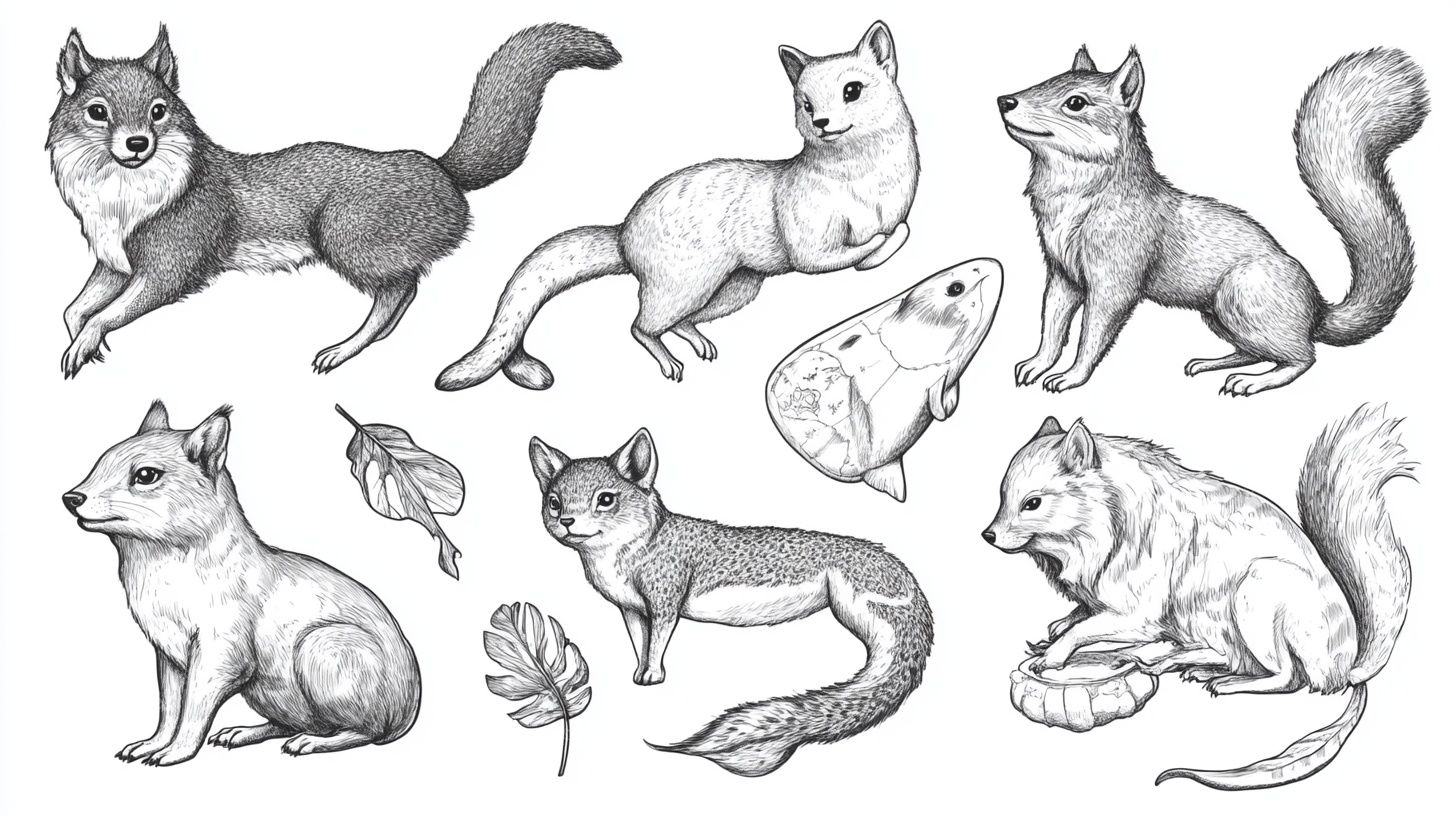 手绘狐狸动物插画集合