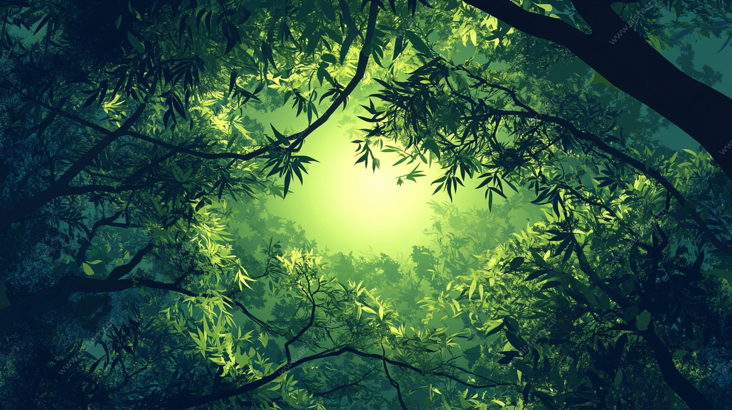 森林中的阳光穿透枝叶