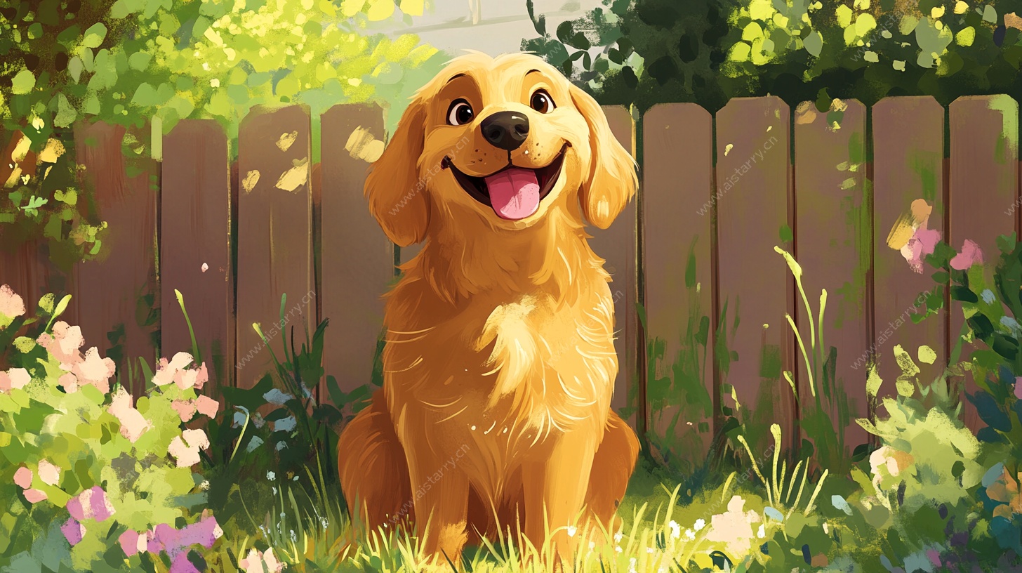 阳光下的金毛犬