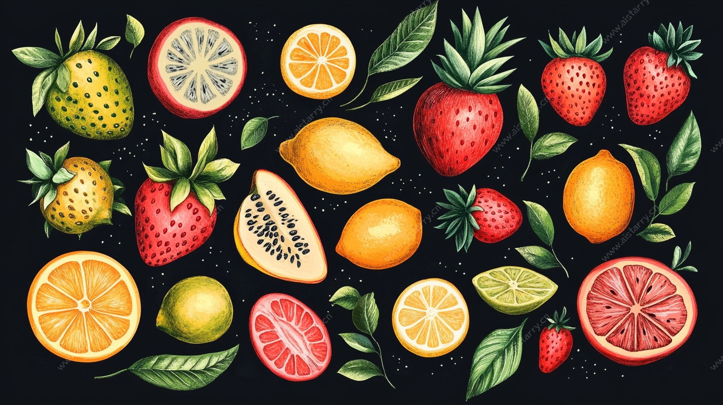 缤纷水果插画