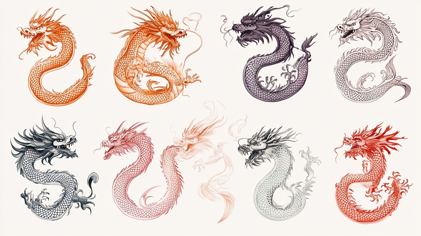 多样风格龙图腾图案集合
