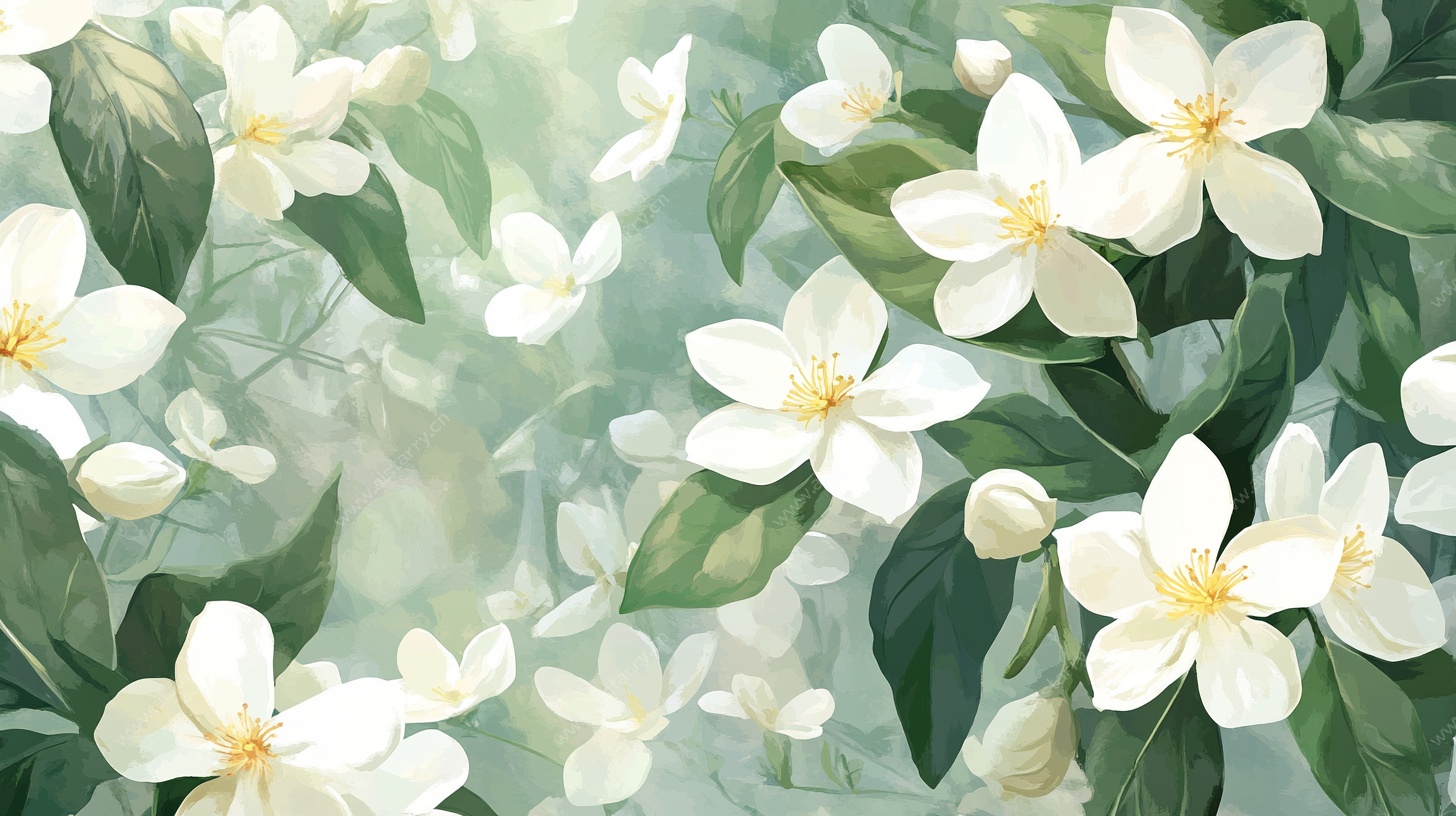 清新绽放的白色茉莉花