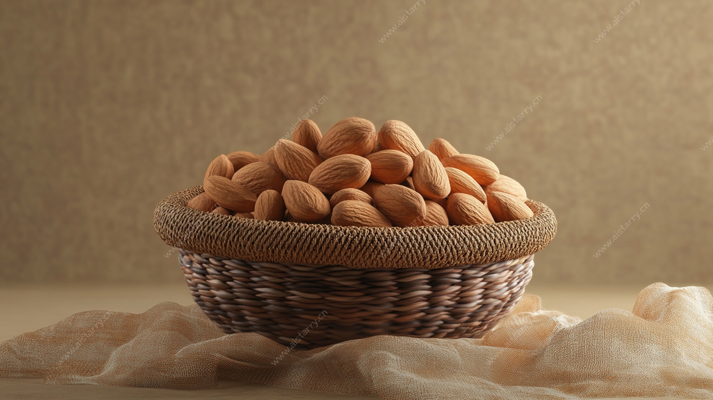 篮子里的饱满杏仁