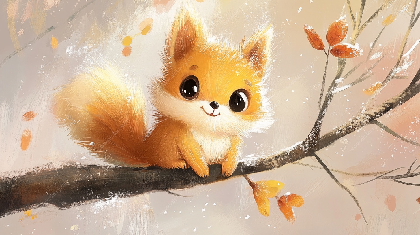 树枝上的可爱小狐狸