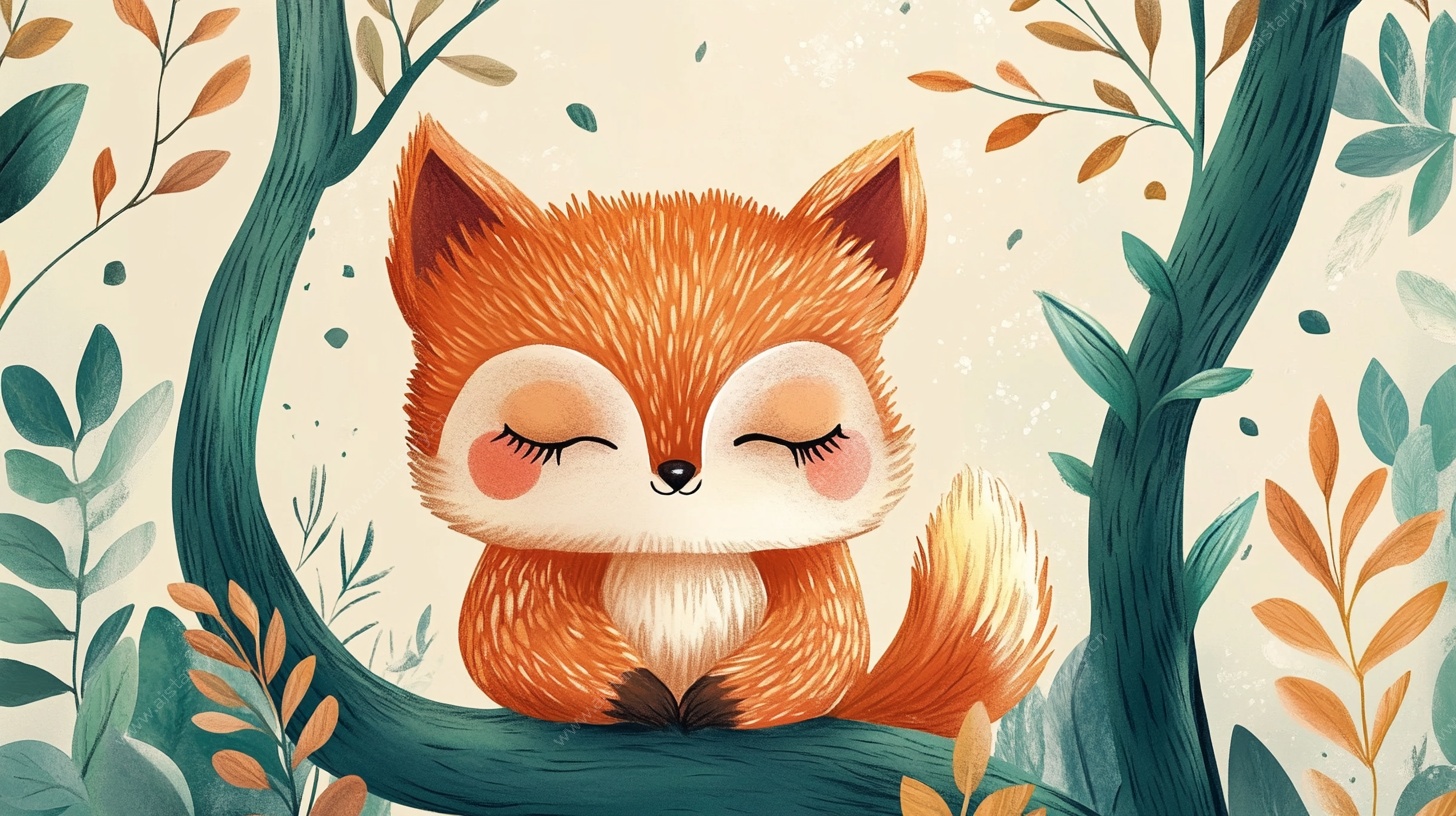 可爱小狐狸在林间休憩