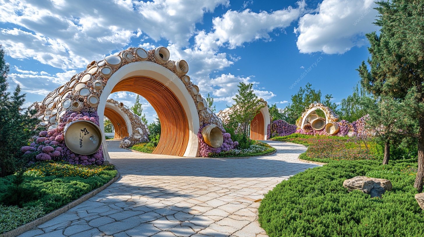 奇幻蘑菇形花园景观