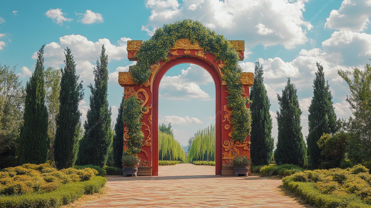 中式园林拱门景观