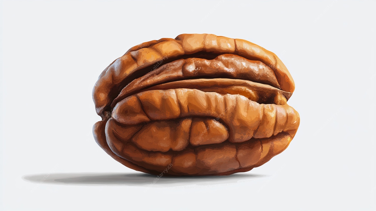 单个碧根果特写