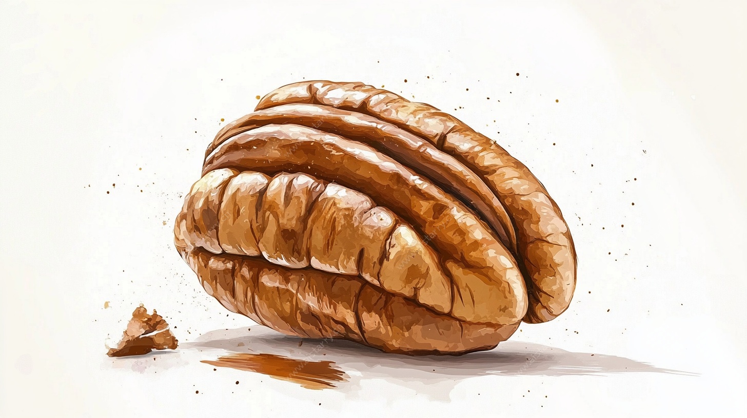 手绘山核桃特写