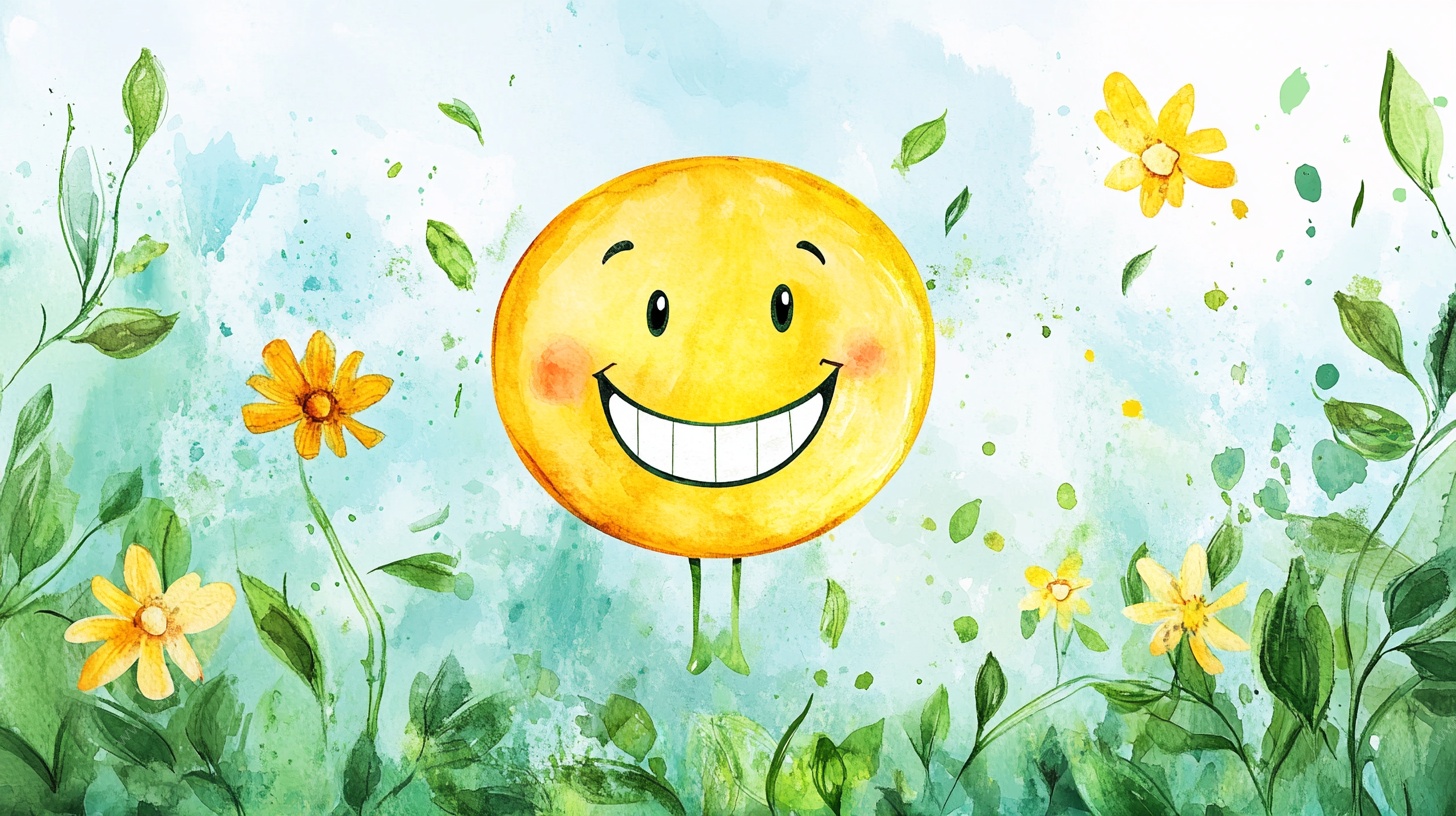 微笑太阳在花草间起舞