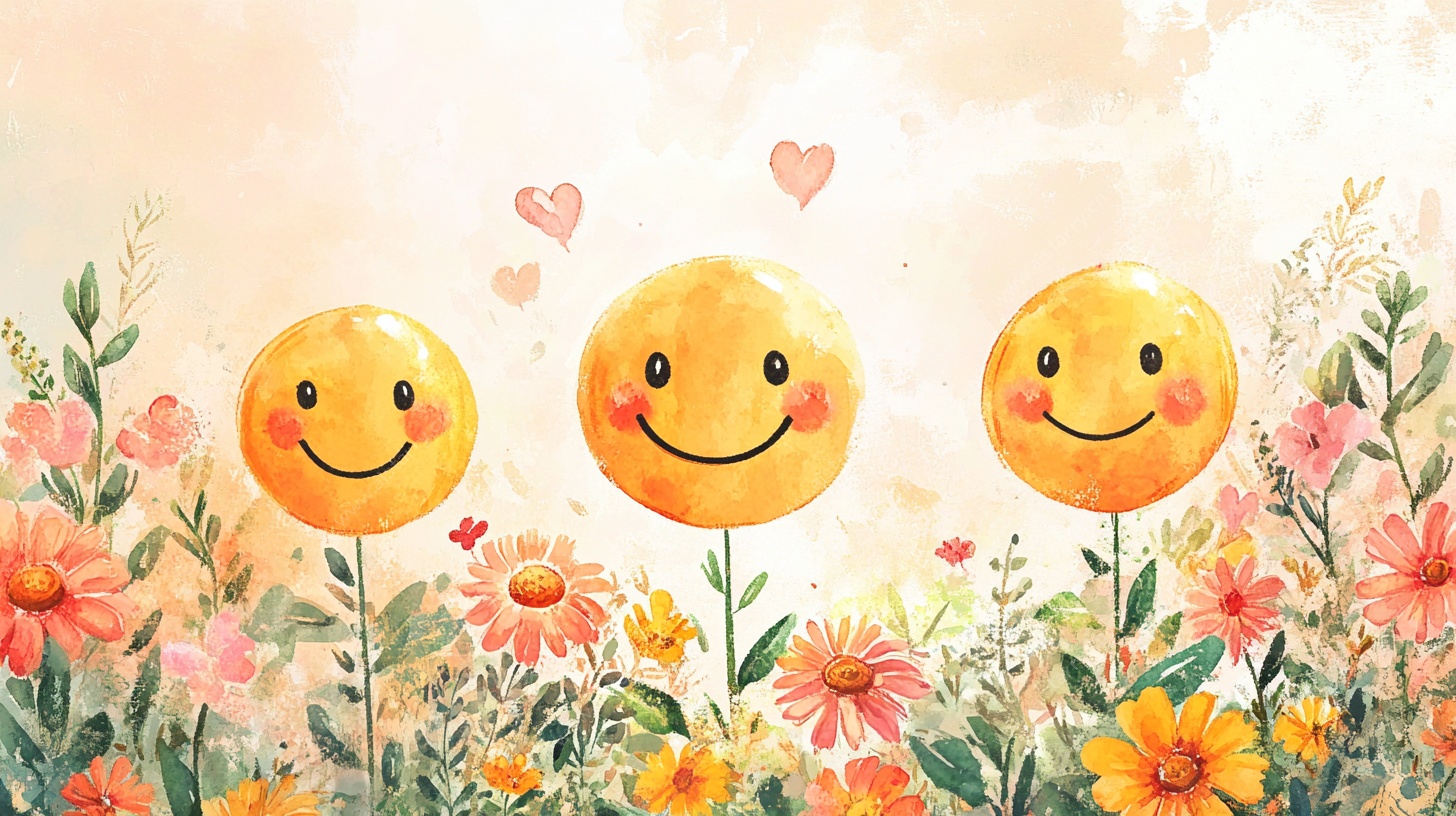 微笑花朵 美好心情插画