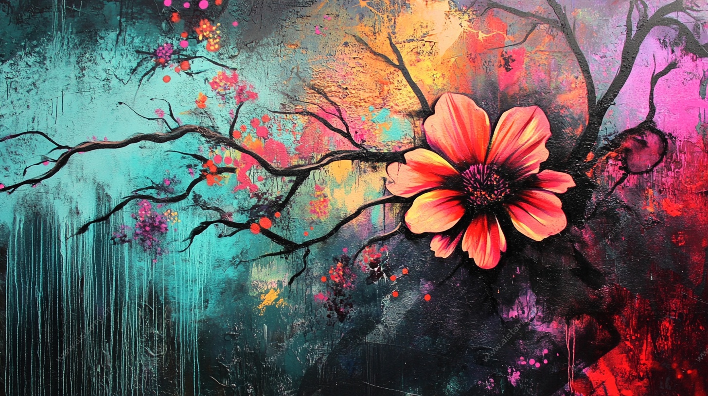 绚丽花卉抽象艺术画作