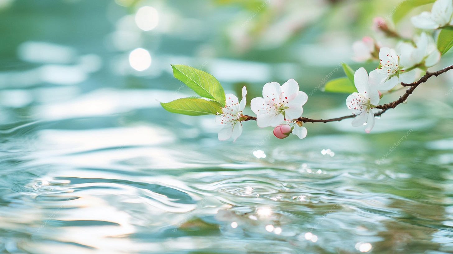 春日花枝垂水畔美景