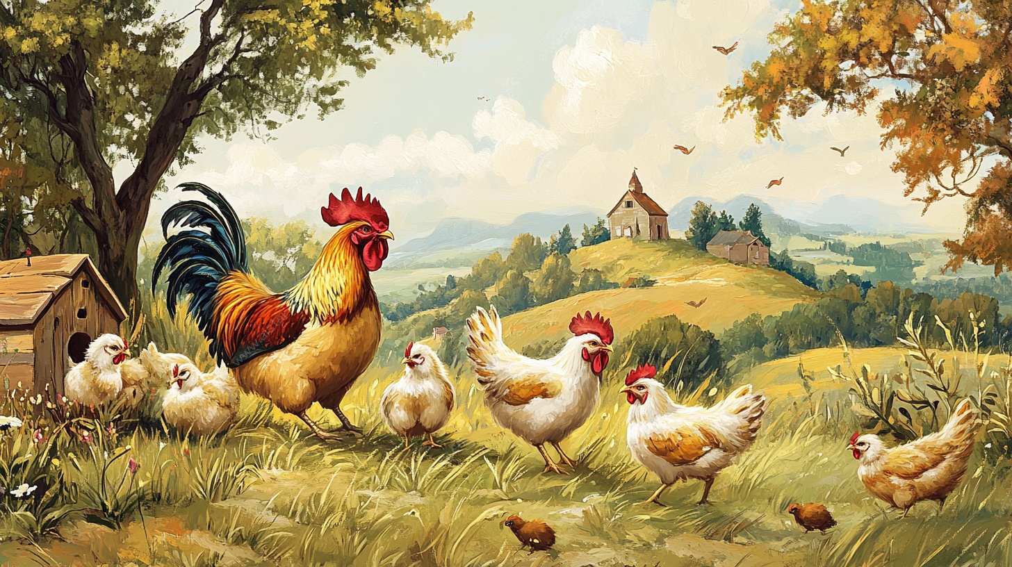 田园鸡群图