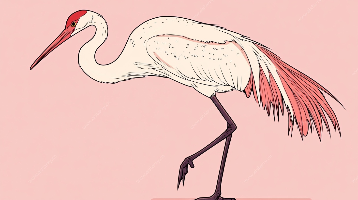 单腿站立的优雅丹顶鹤