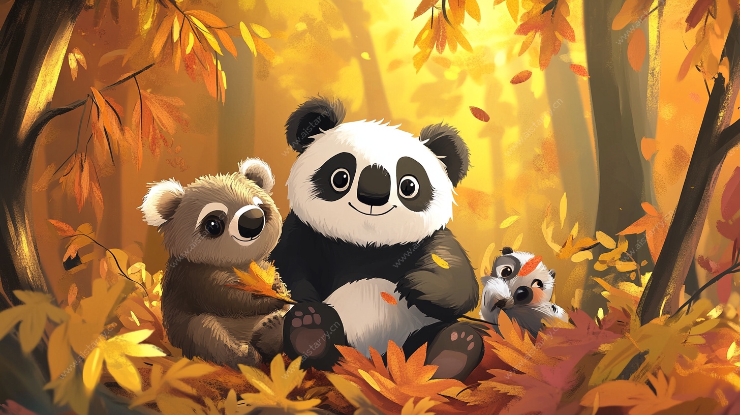 秋日森林里的动物小伙伴