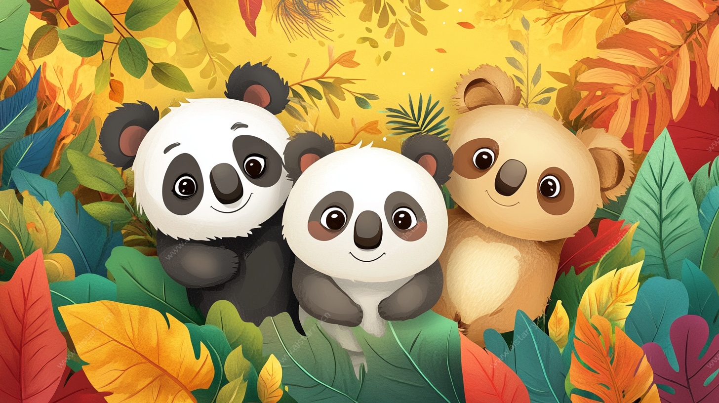 森林中的可爱动物伙伴