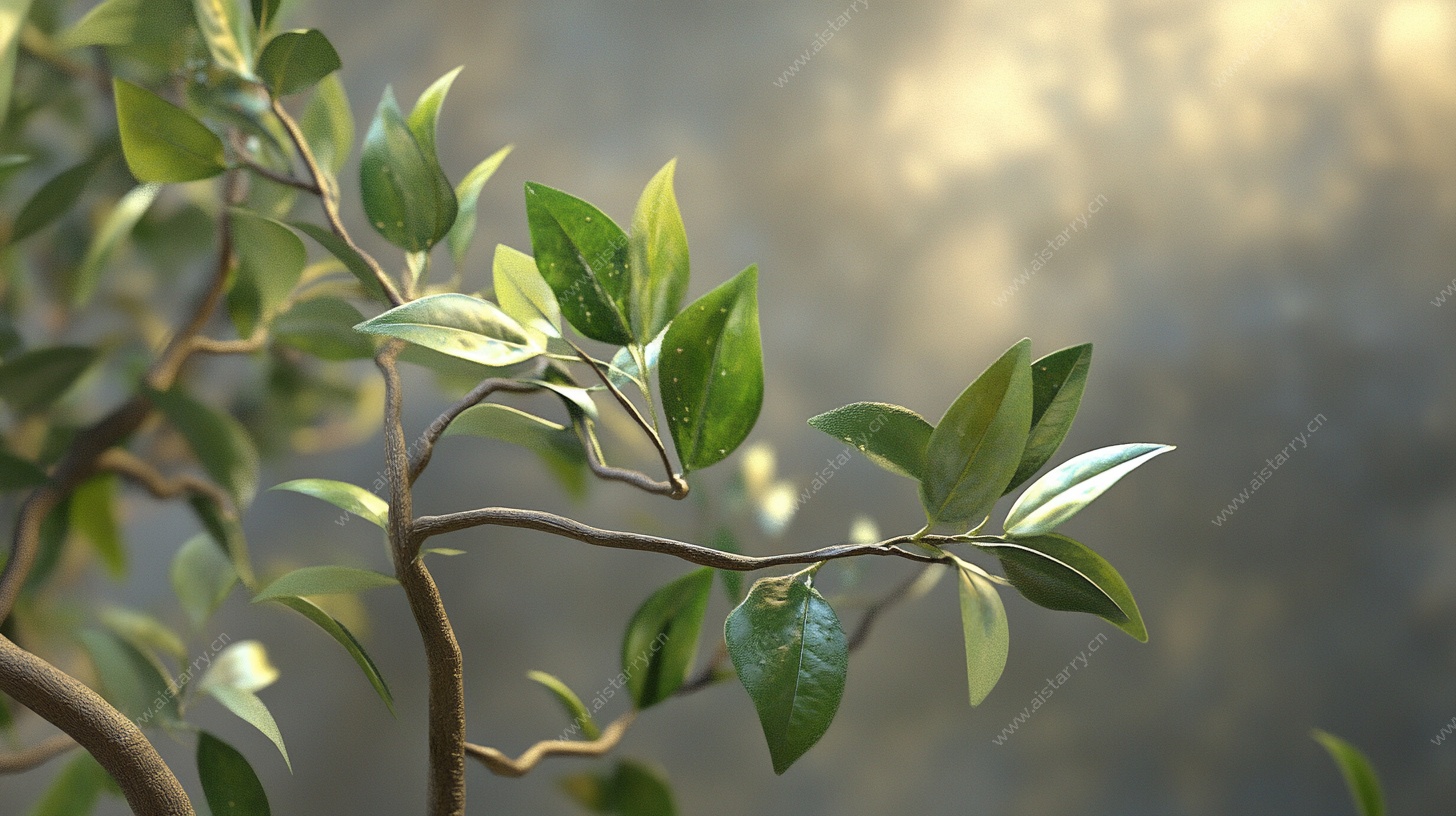 阳光下的翠绿枝叶