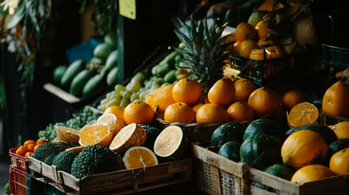 新鲜水果摊位展示