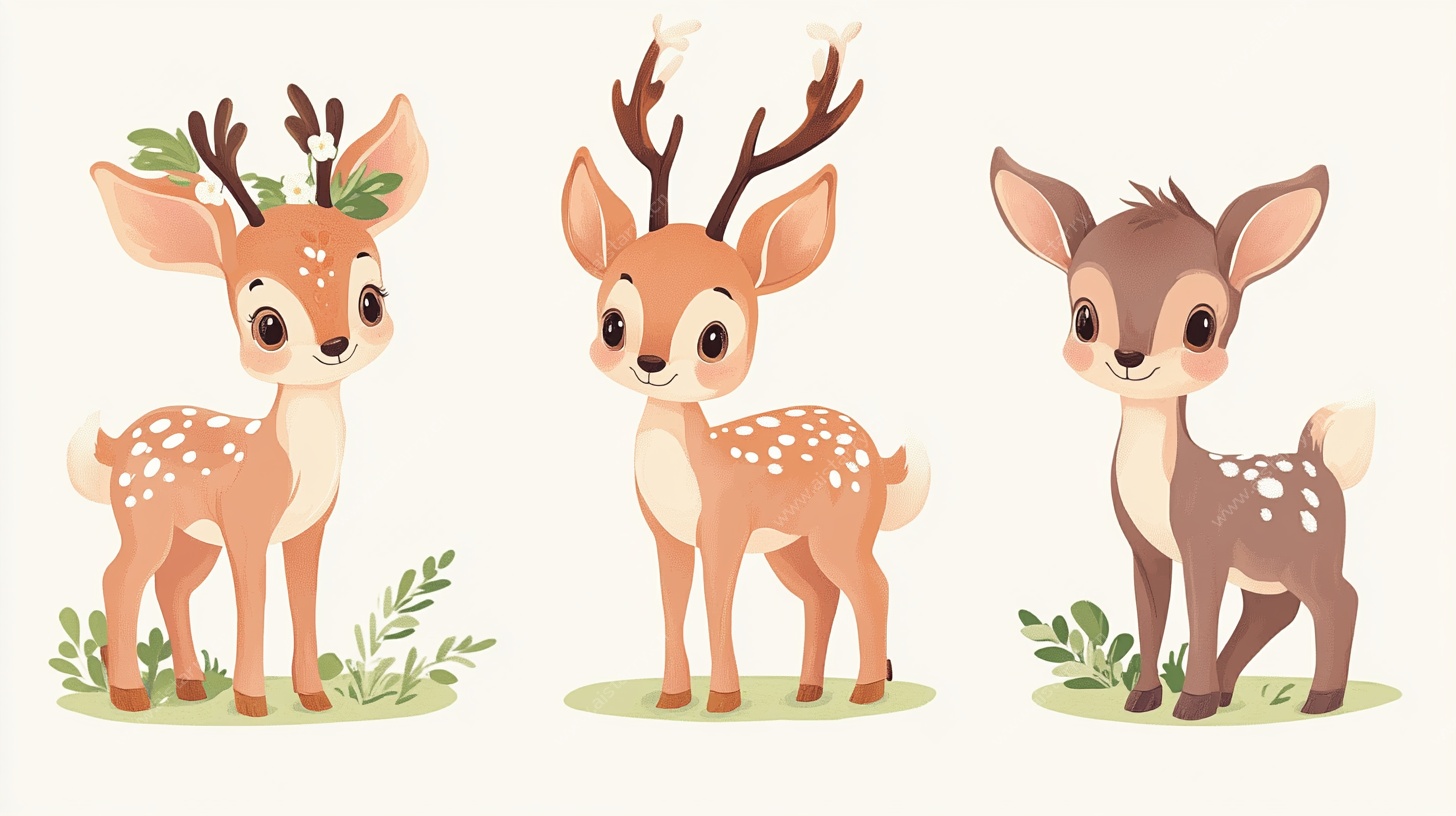 三只可爱小鹿插画