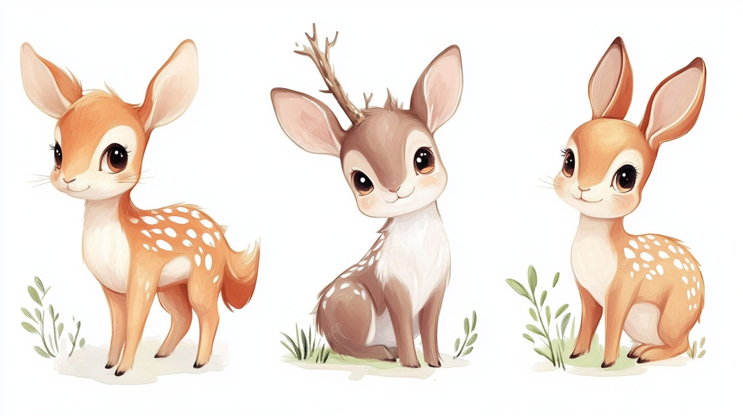 三只可爱小鹿插画