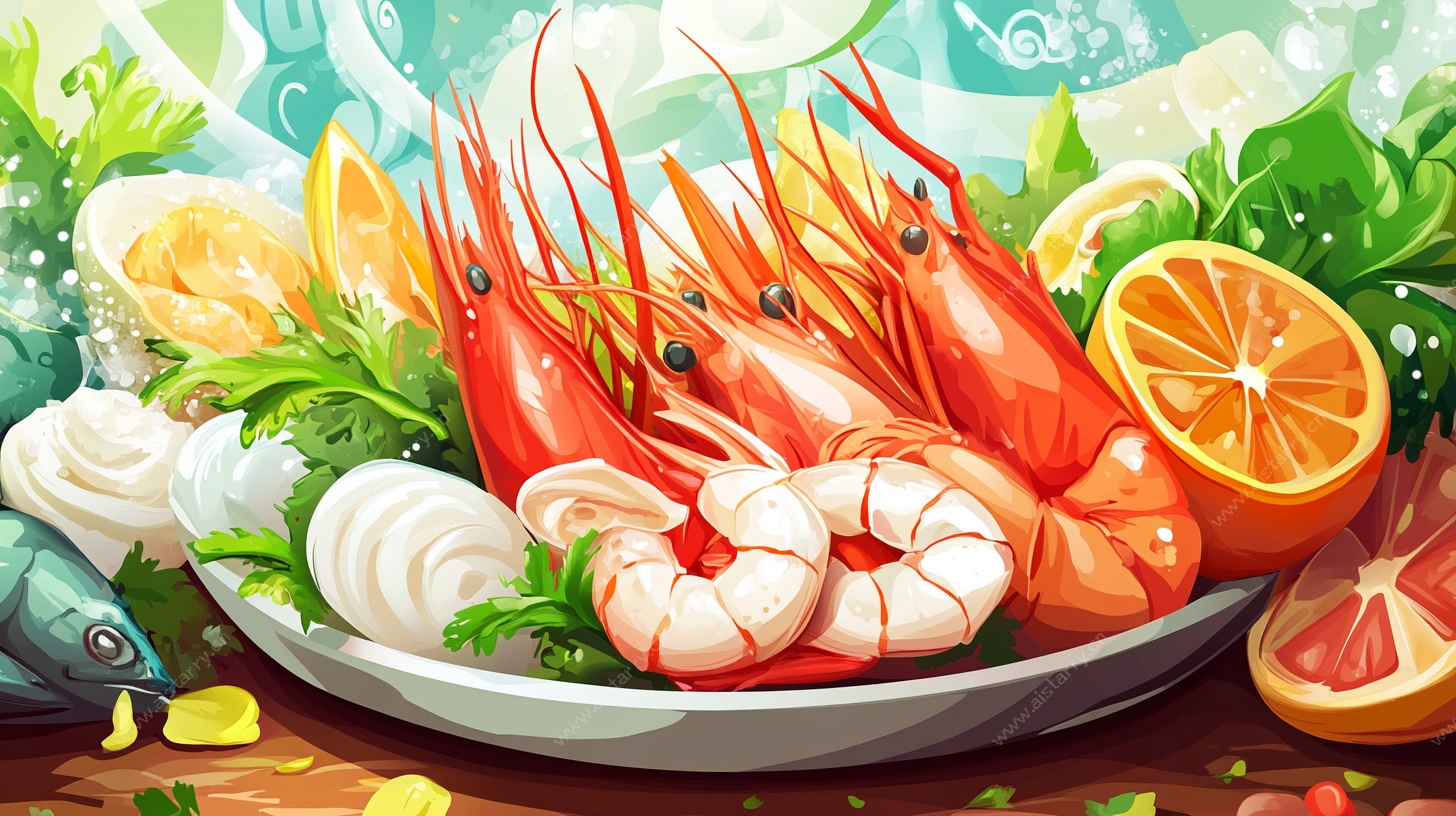 海鲜拼盘插画