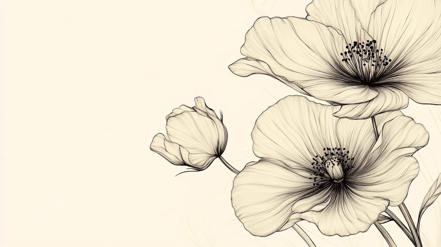 手绘罂粟花图案