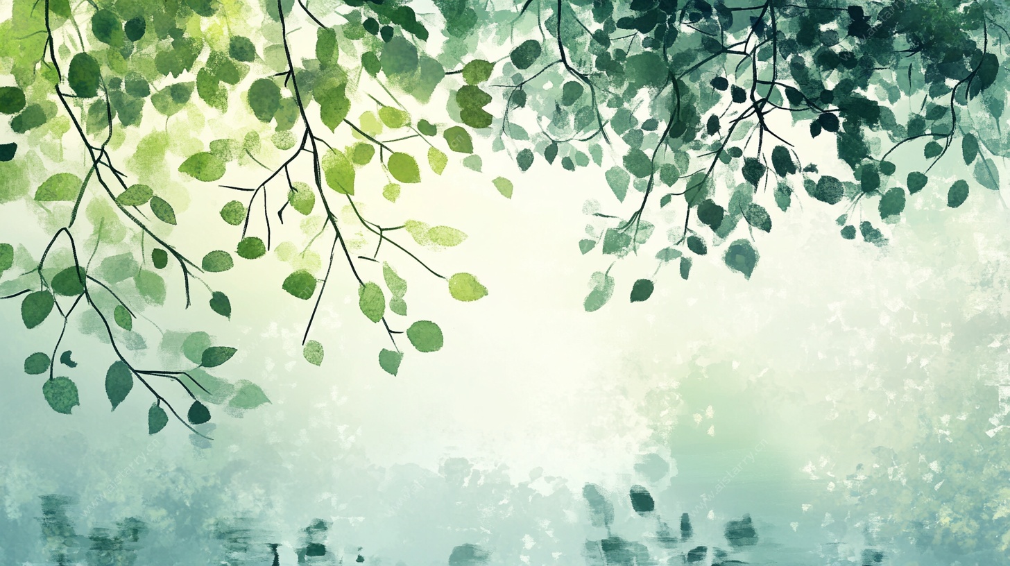 清新绿叶背景图