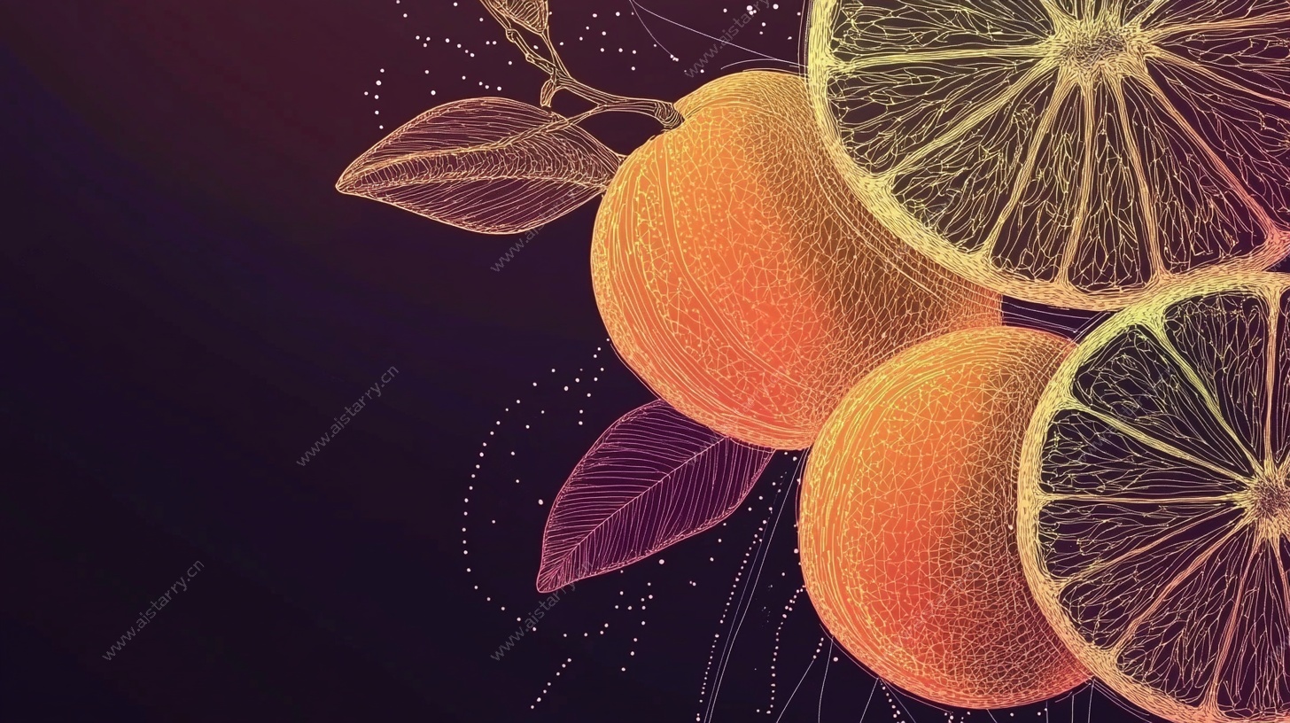 手绘风柑橘插画