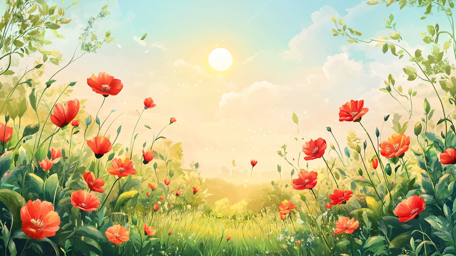 阳光照耀下的绚烂花海