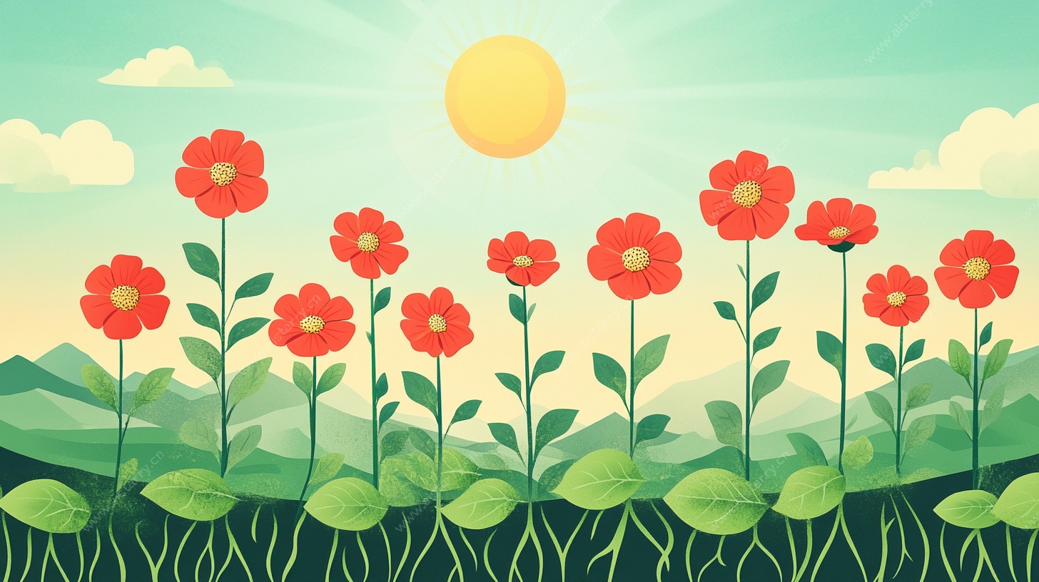 阳光下的烂漫花朵